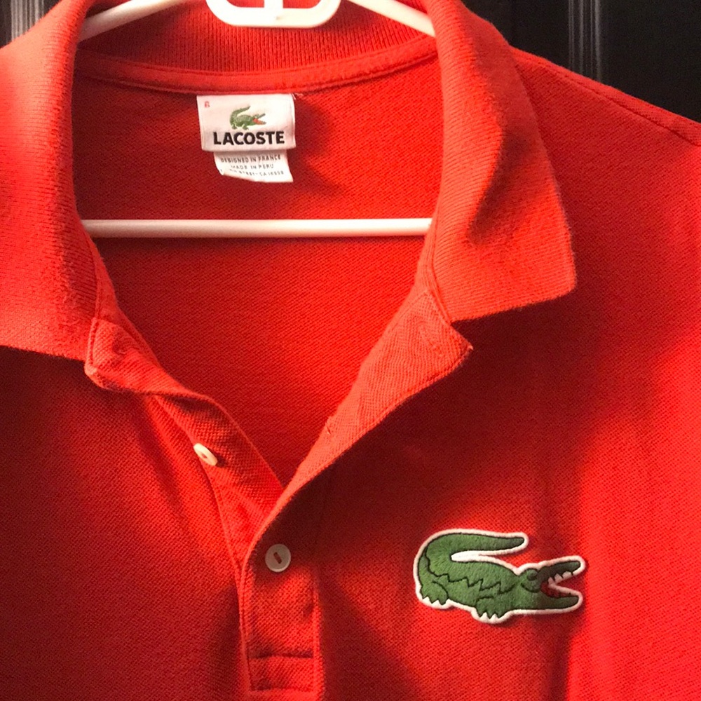 Lacoste size 6 large alligator patch short polo lg